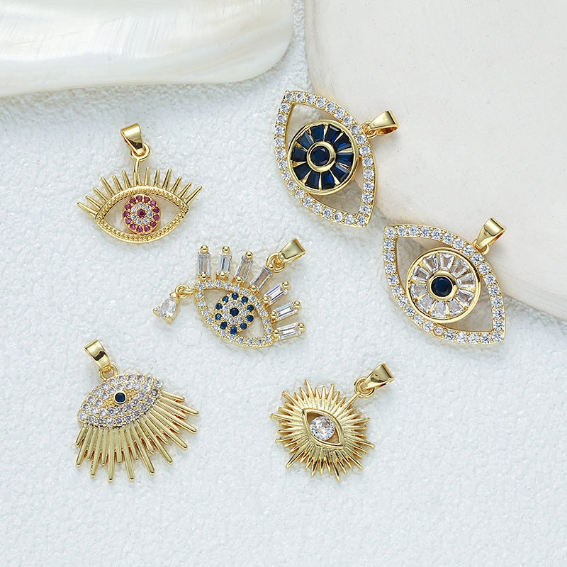 Wholesale Fully Inlaid Zirconia Devil's Eye Necklace DIY Pendant
