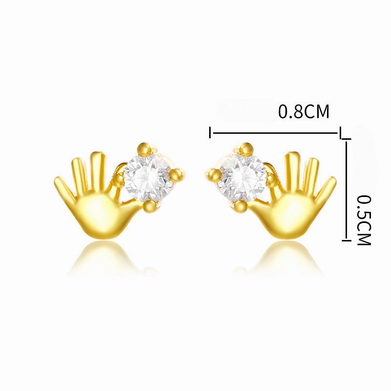 Wholesale Funny Creative Finger Inlaid Zirconium Copper Plated 24k Gold Earrings