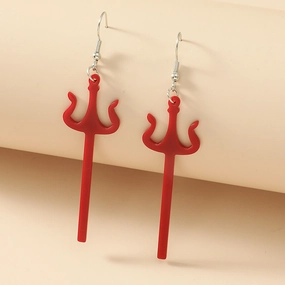 Wholesale Funny Exaggerated Acrylic Trident Earrings Halloween Vintage Gothic Geometric Earrings Holiday Gift for Men and Women