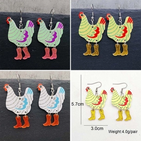Wholesale Funny High Heels Polka Dot Rooster Acrylic Earrings