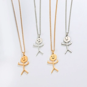 Wholesale Funny Middle Finger Funny Villain Stainless Steel Necklace