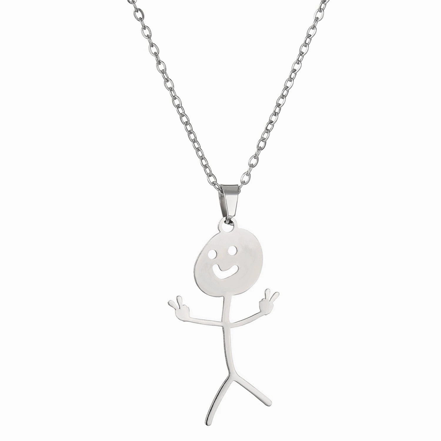 Wholesale Funny Middle Finger Funny Villain Stainless Steel Necklace