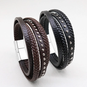 Wholesale Genuine Leather Willow Nail Leather Bracelets