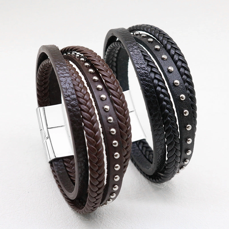 Wholesale Genuine Leather Willow Nail Leather Bracelets
