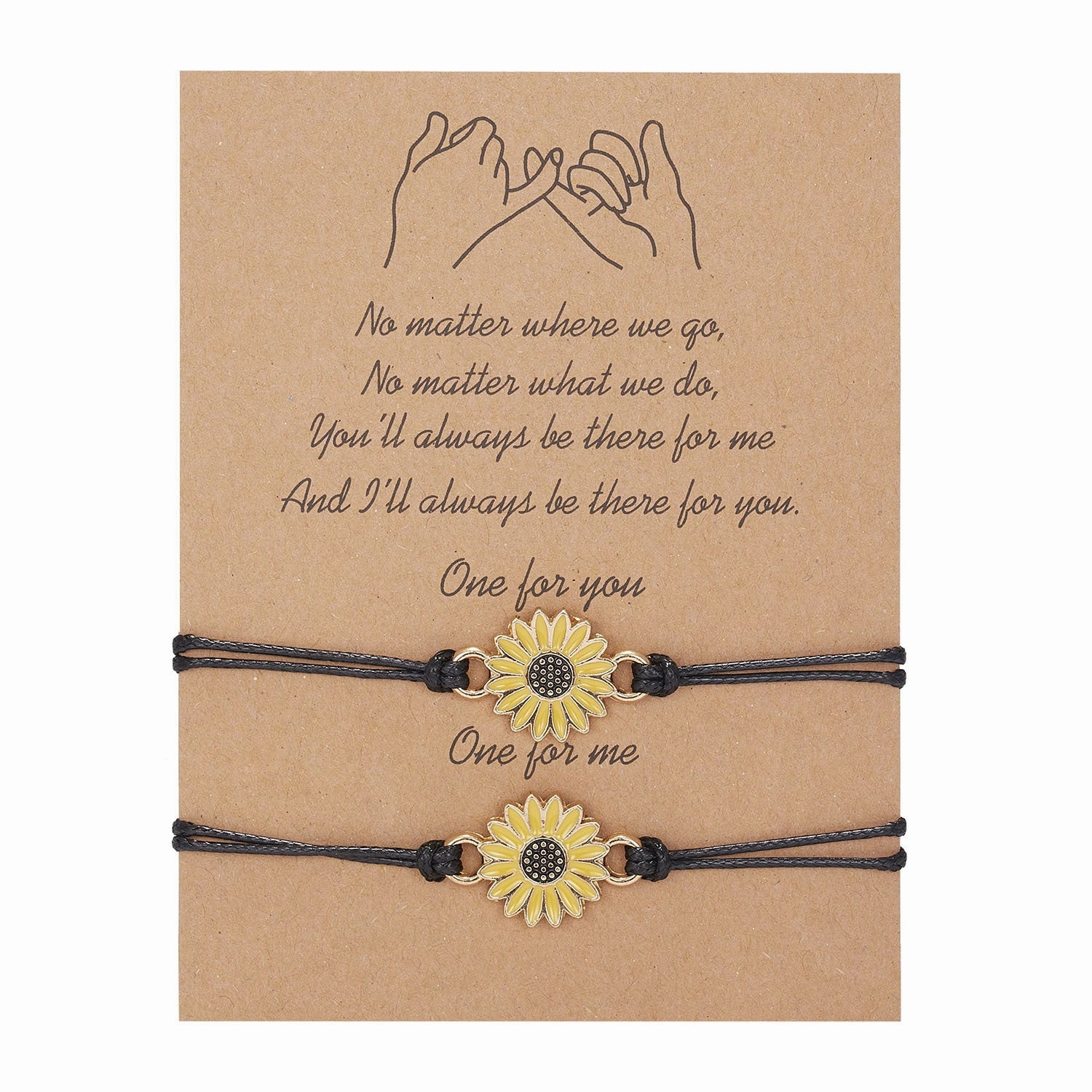 Wholesale Geometric 8-character Volcanic Stone Sunflower 2-piece Braided Adjustable Paper Card Bracelet