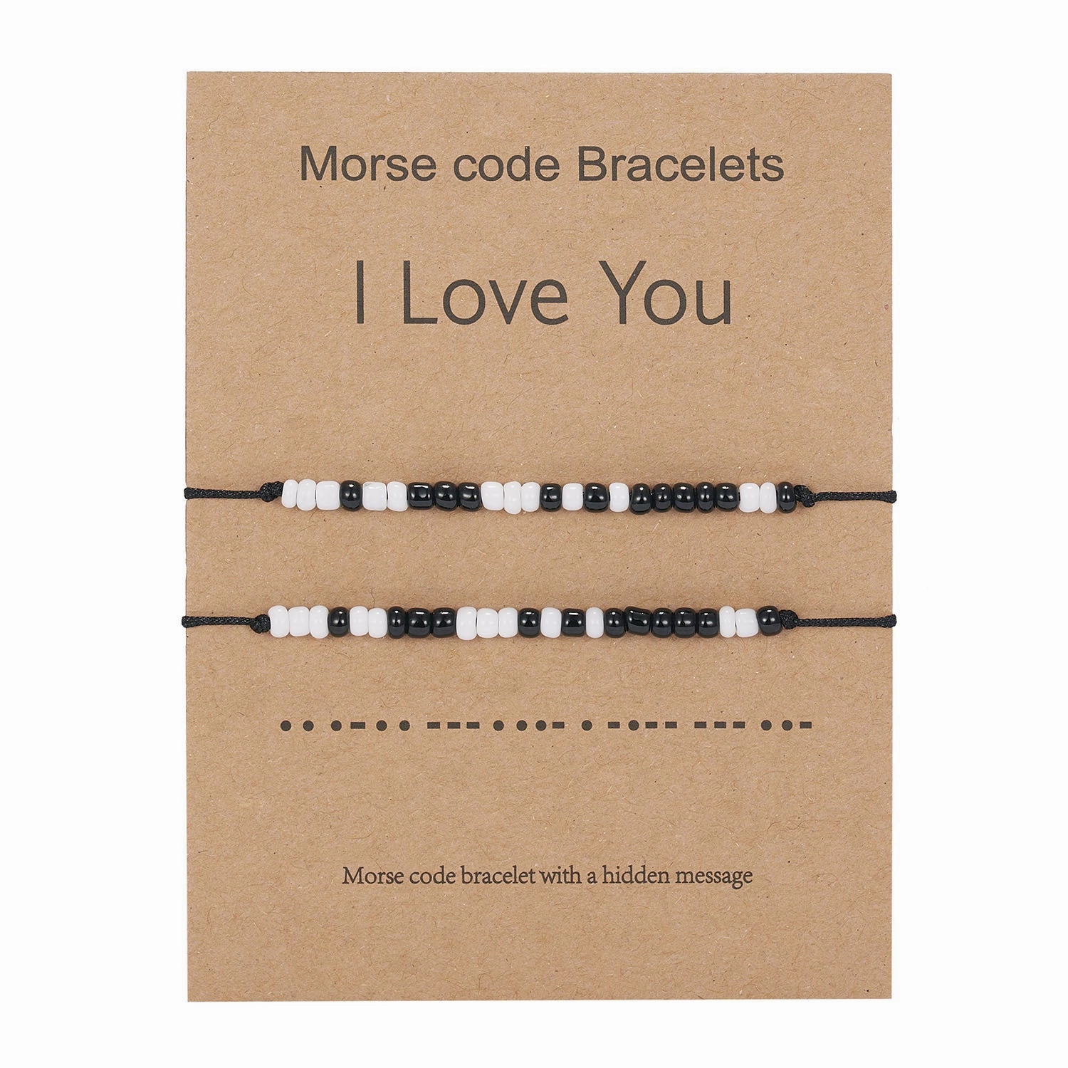 Wholesale Geometric 8-character Volcanic Stone Sunflower 2-piece Braided Adjustable Paper Card Bracelet