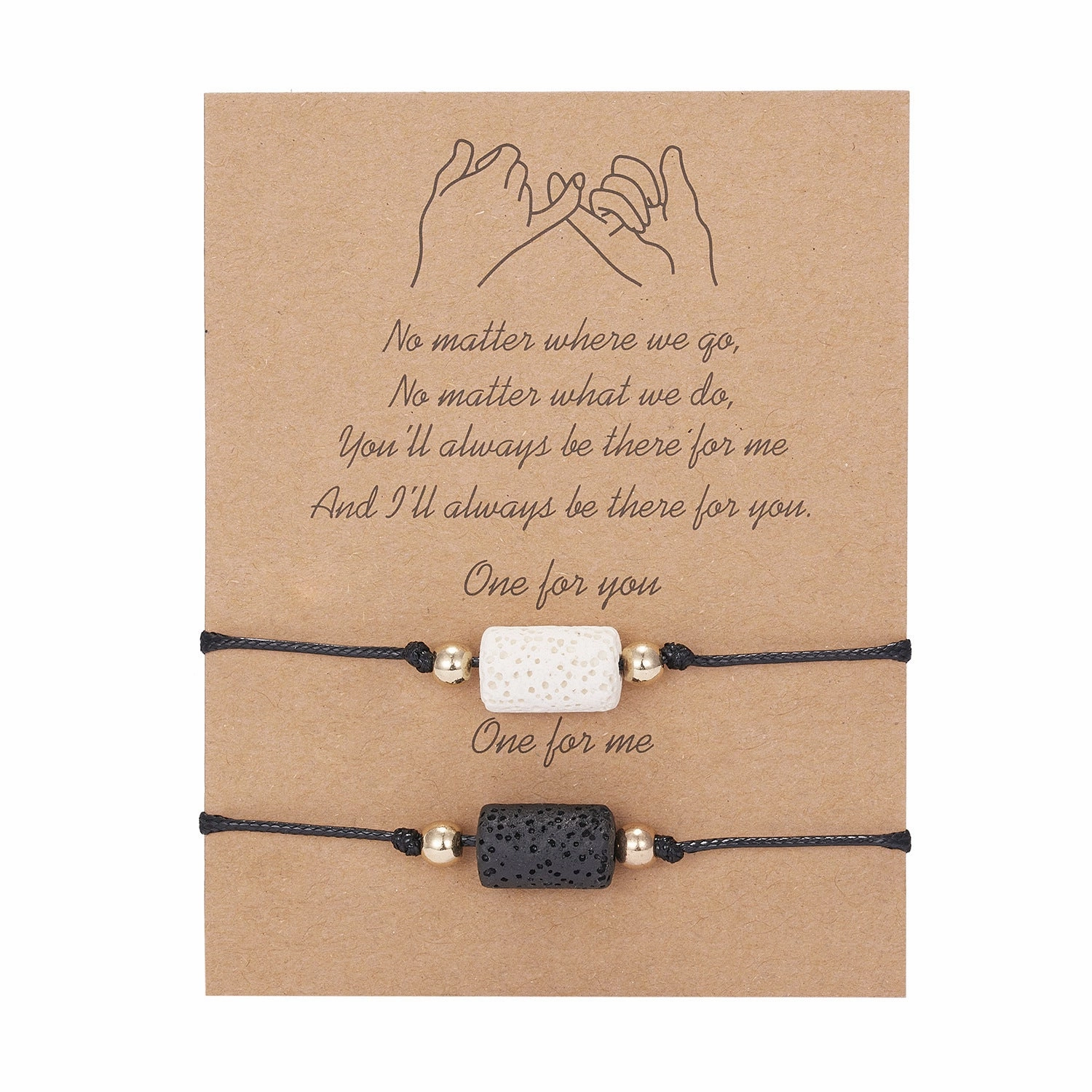 Wholesale Geometric 8-character Volcanic Stone Sunflower 2-piece Braided Adjustable Paper Card Bracelet