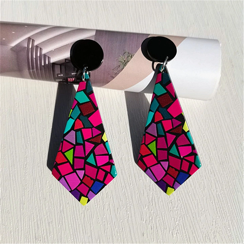 Wholesale Geometric Colorblock Acrylic Earrings