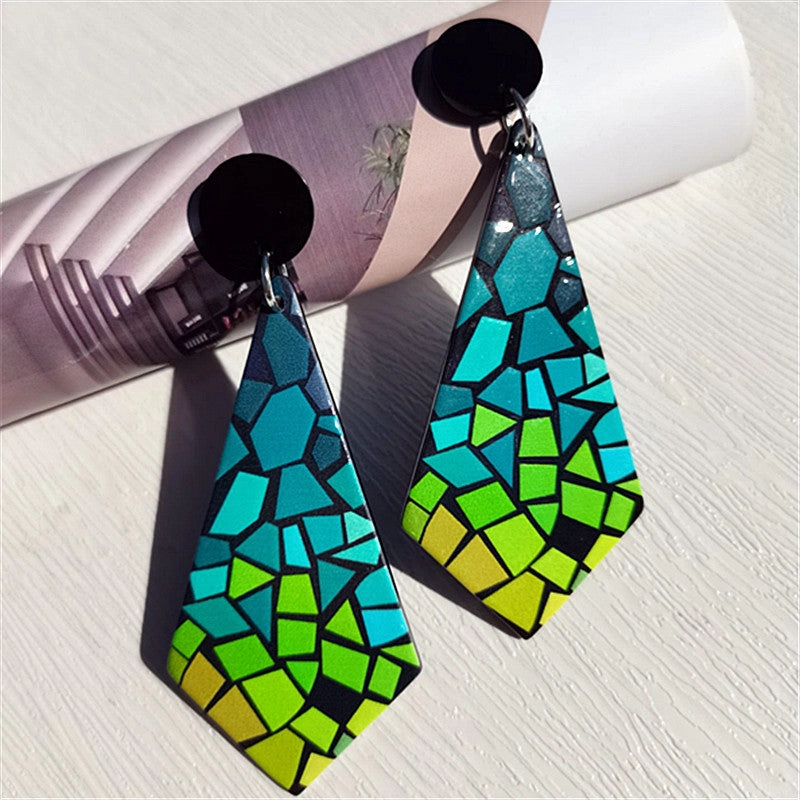 Wholesale Geometric Colorblock Acrylic Earrings