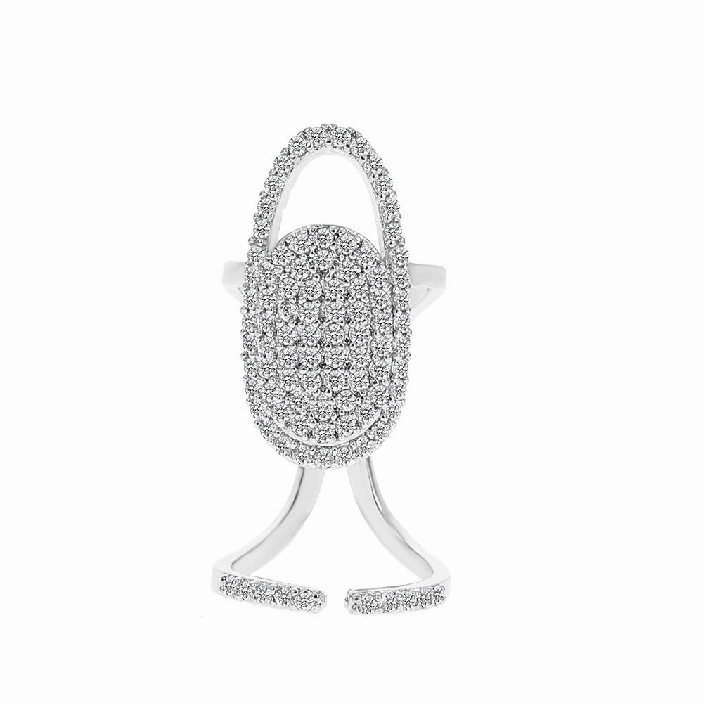 Wholesale Geometric Diamond Open Nail Ring