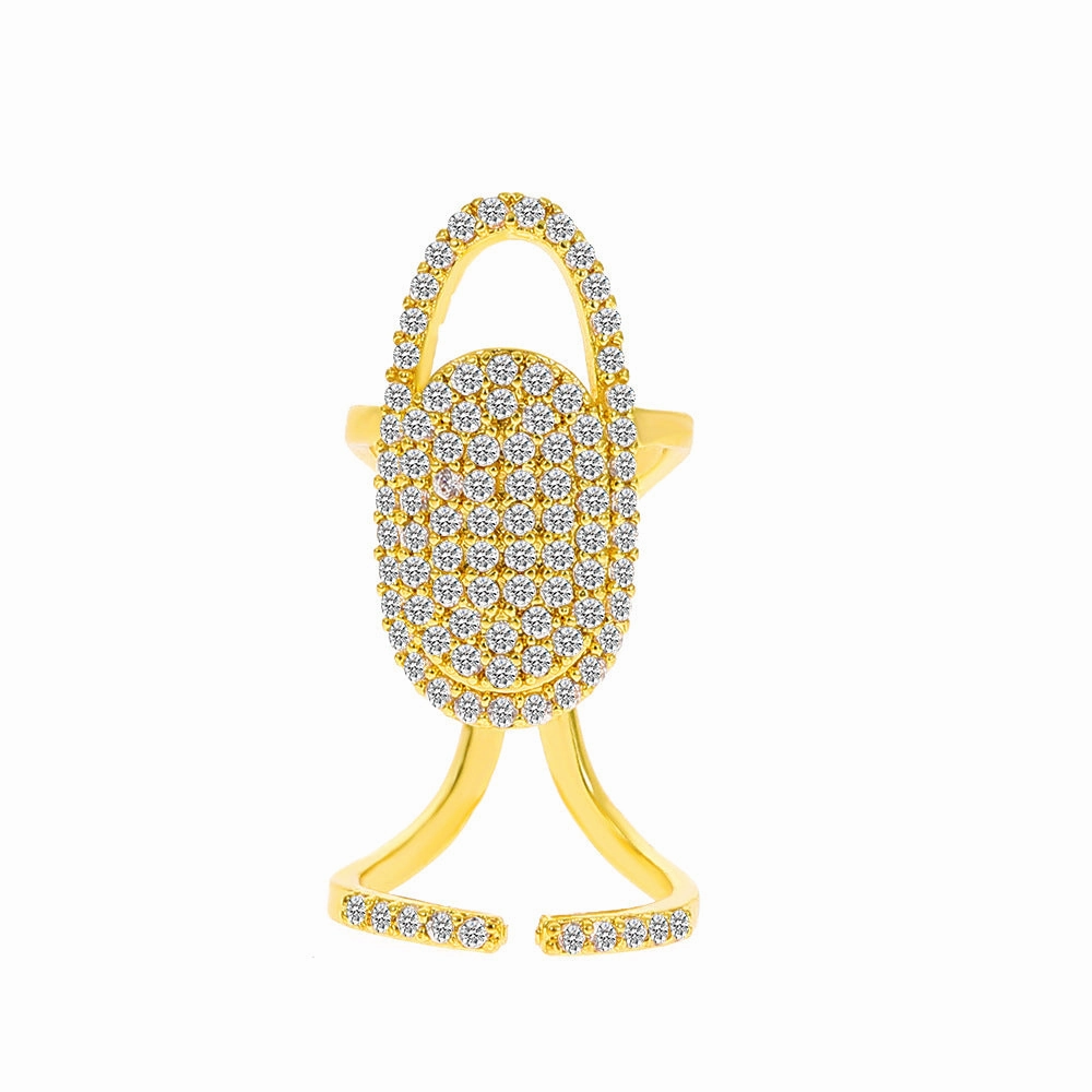 Wholesale Geometric Diamond Open Nail Ring