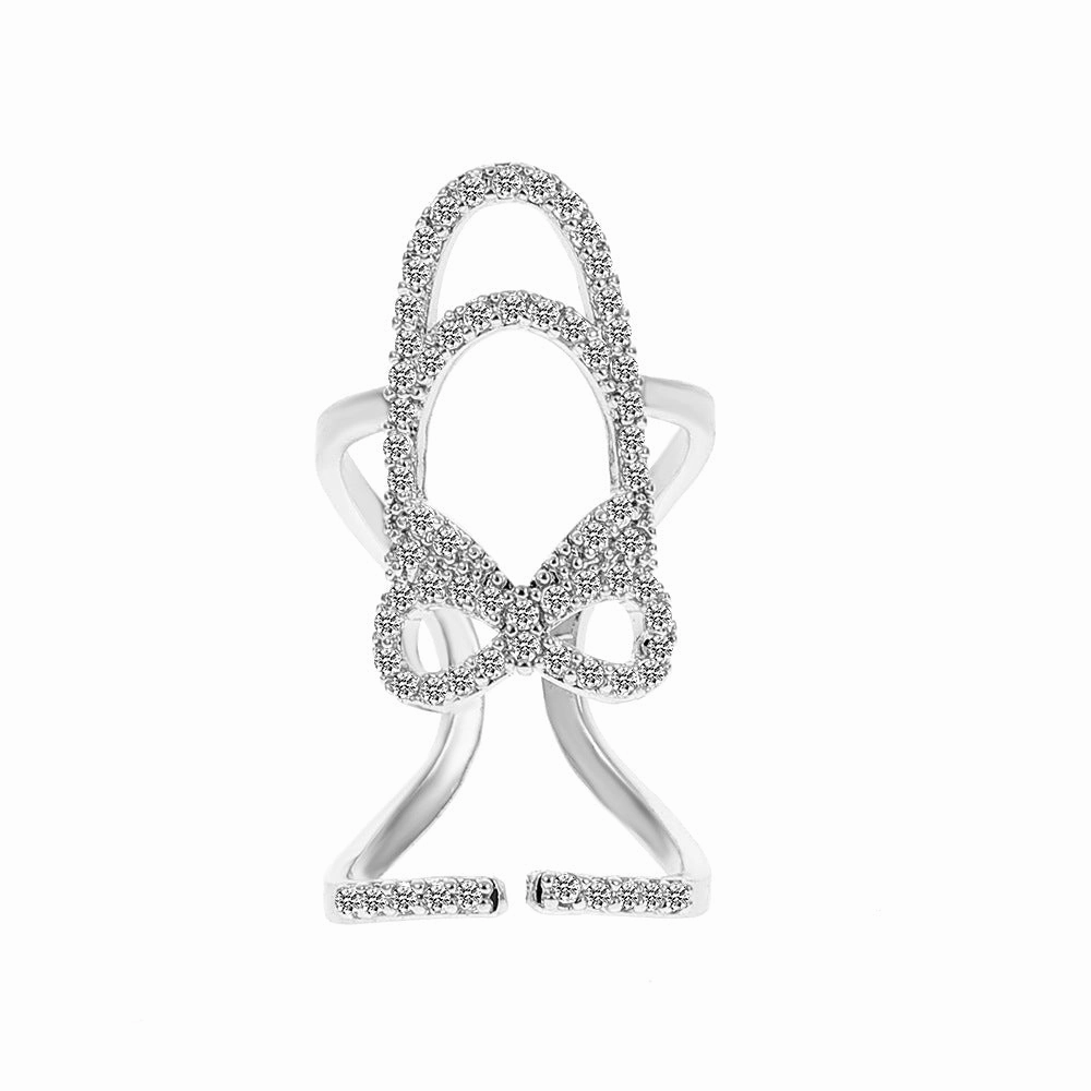 Wholesale Geometric Diamond Open Nail Ring