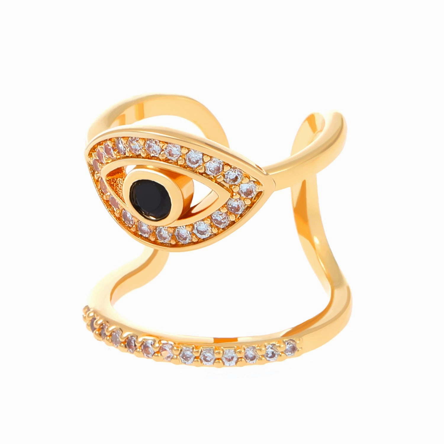 Wholesale Geometric Diamond Open Nail Ring
