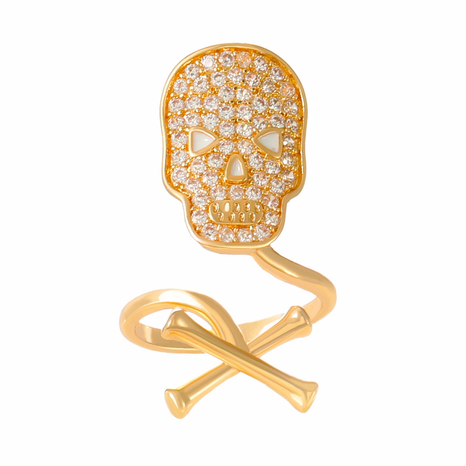 Wholesale Geometric Diamond Open Nail Ring