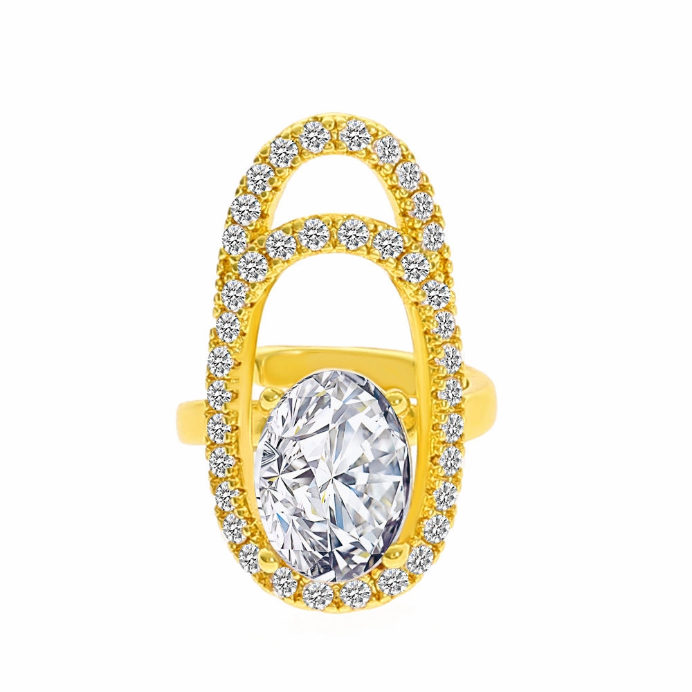 Wholesale Geometric Diamond Open Nail Ring
