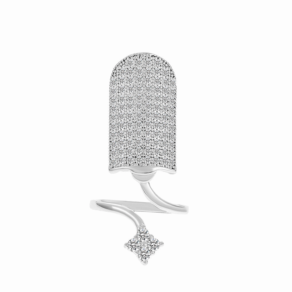 Wholesale Geometric Diamond Open Nail Ring