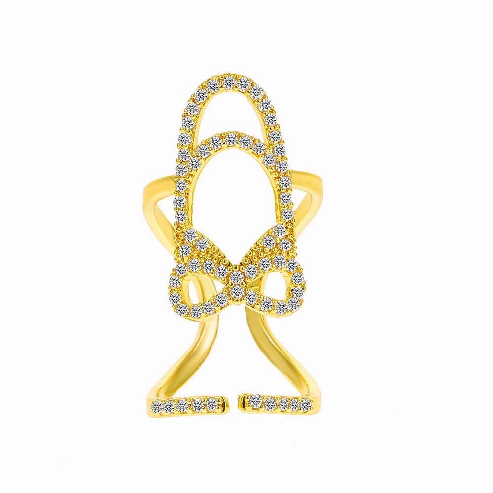 Wholesale Geometric Diamond Open Nail Ring