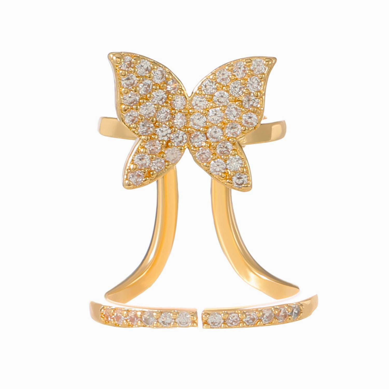Wholesale Geometric Diamond Open Nail Ring