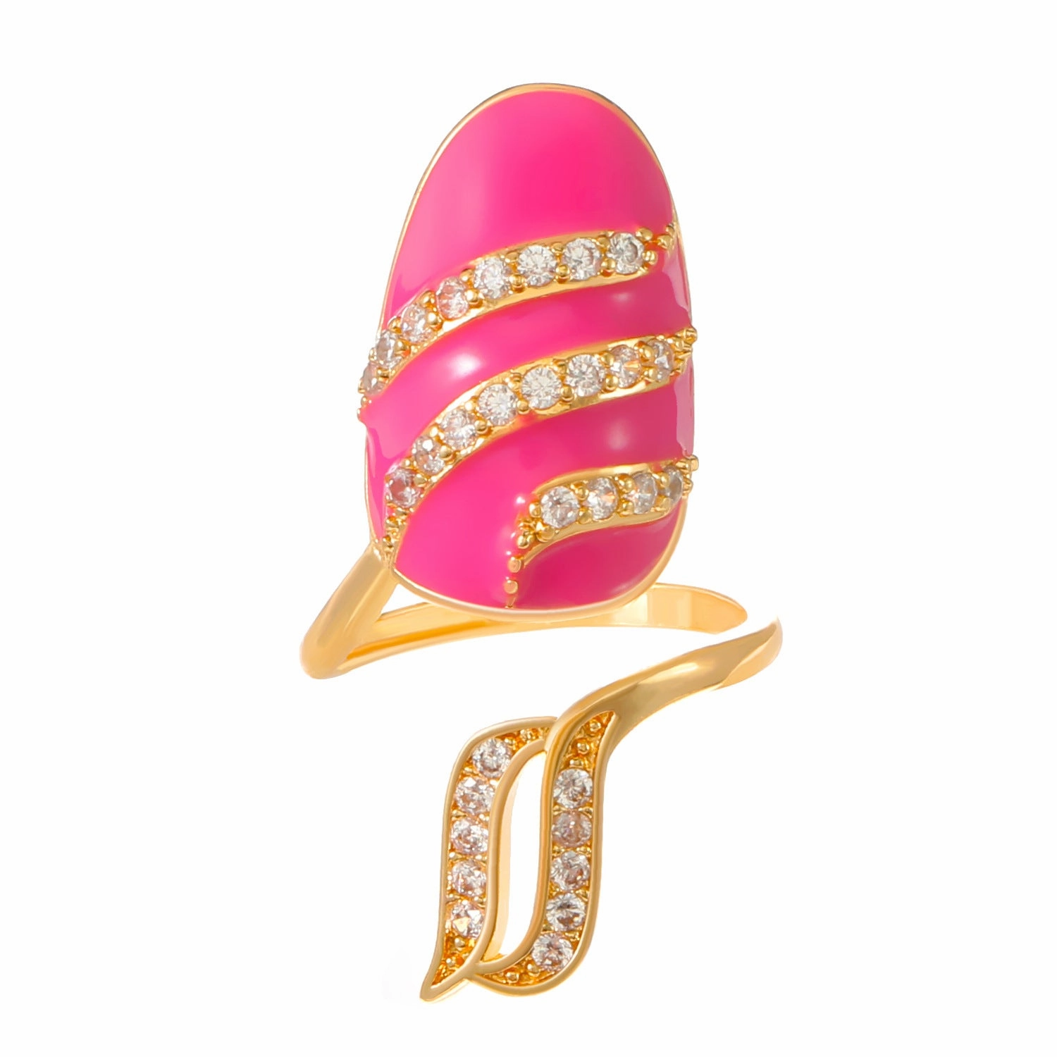 Wholesale Geometric Diamond Open Nail Ring