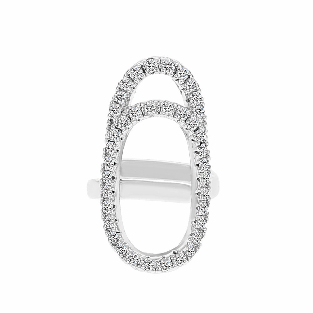 Wholesale Geometric Diamond Open Nail Ring