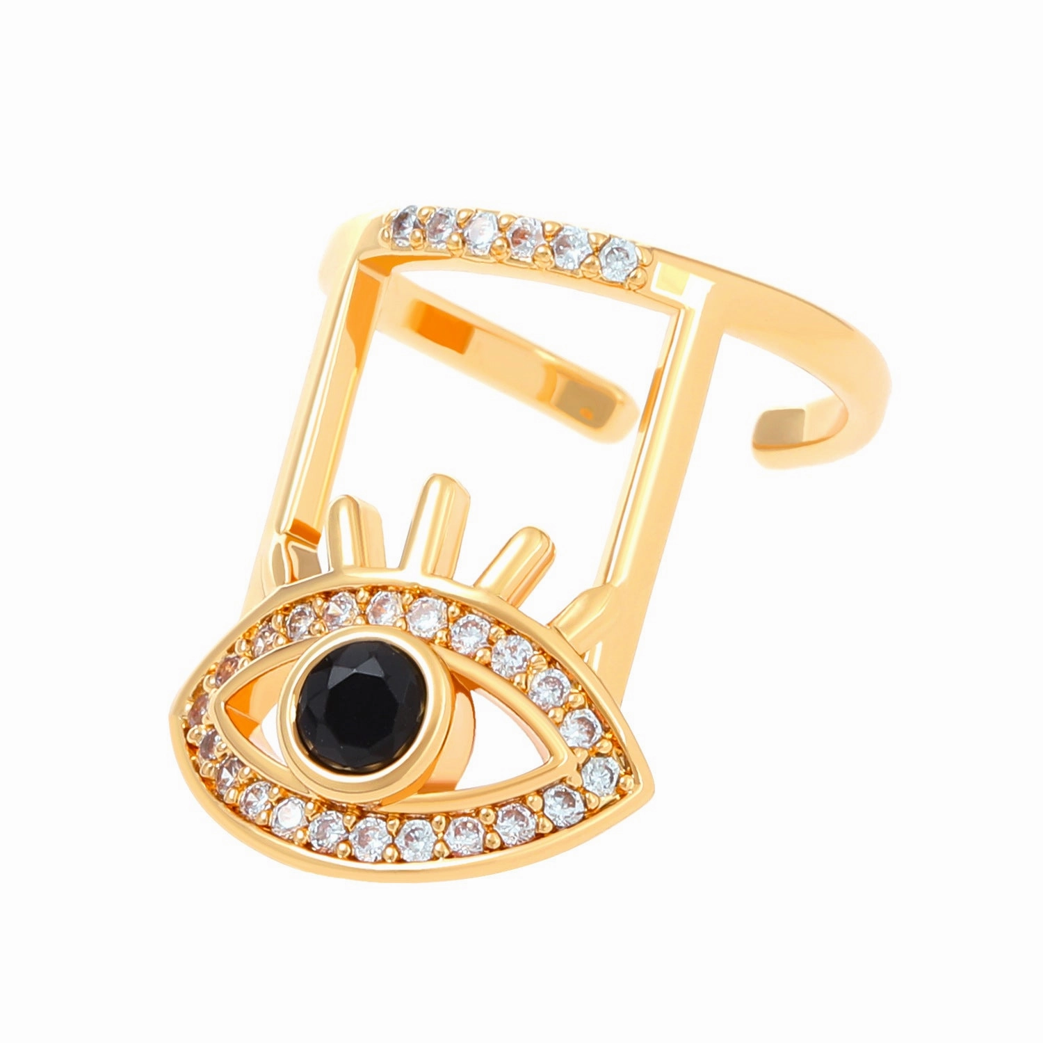 Wholesale Geometric Diamond Open Nail Ring