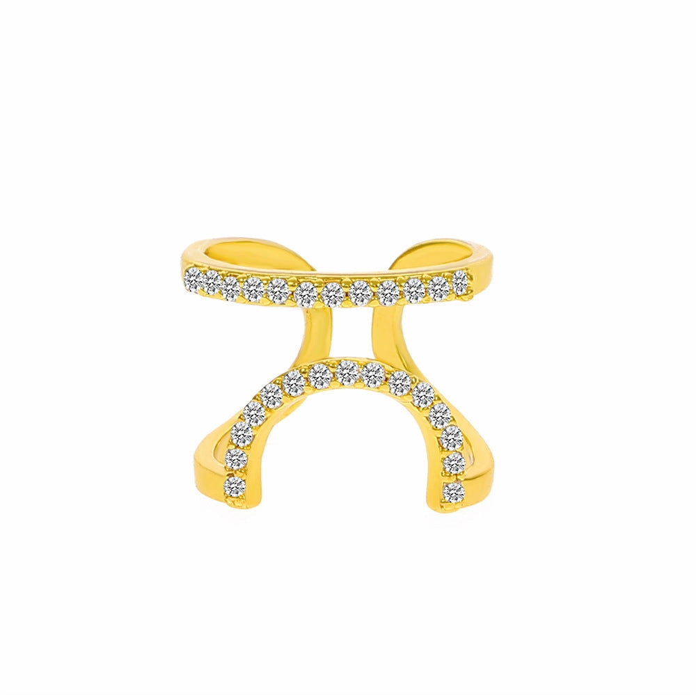 Wholesale Geometric Diamond Open Nail Ring