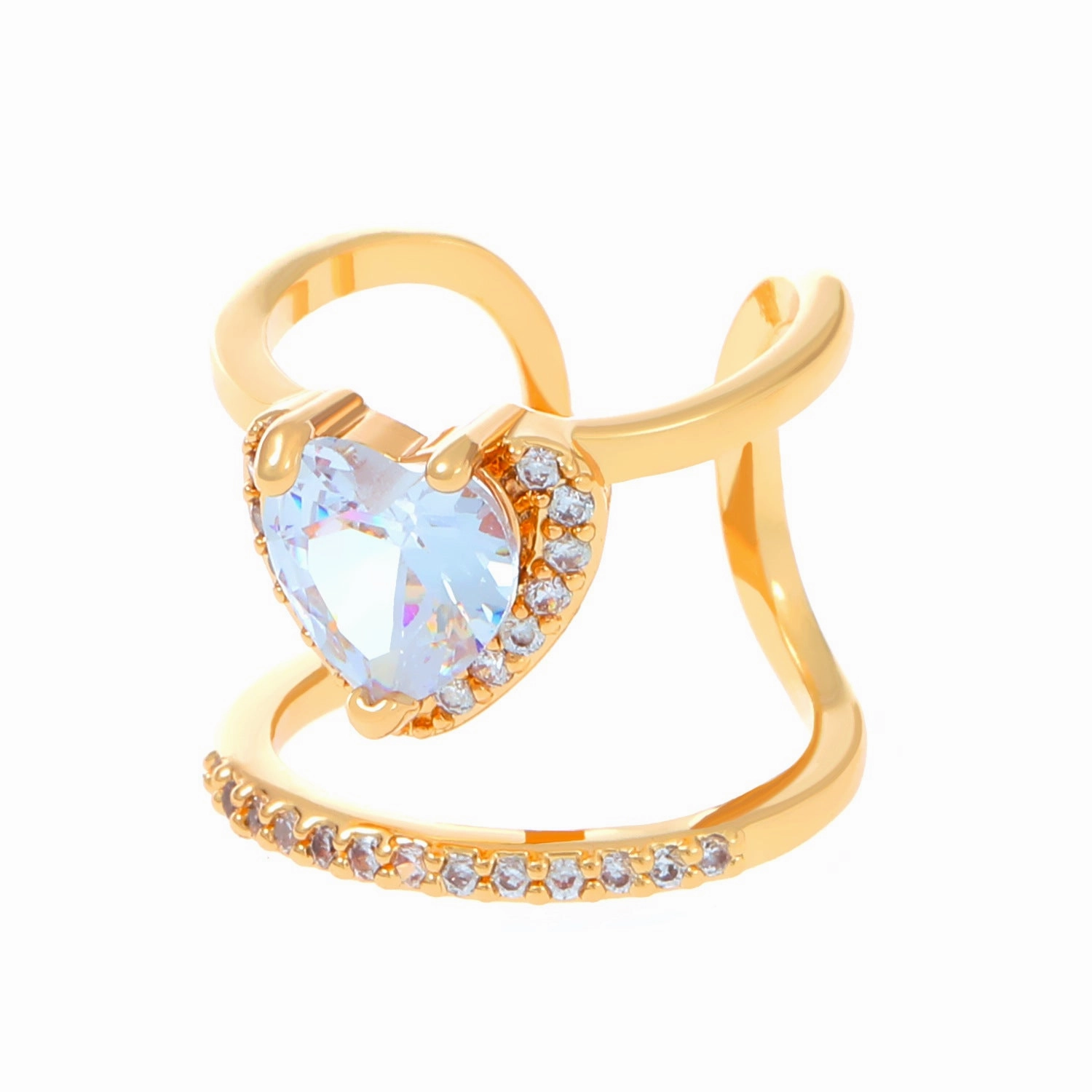 Wholesale Geometric Diamond Open Nail Ring