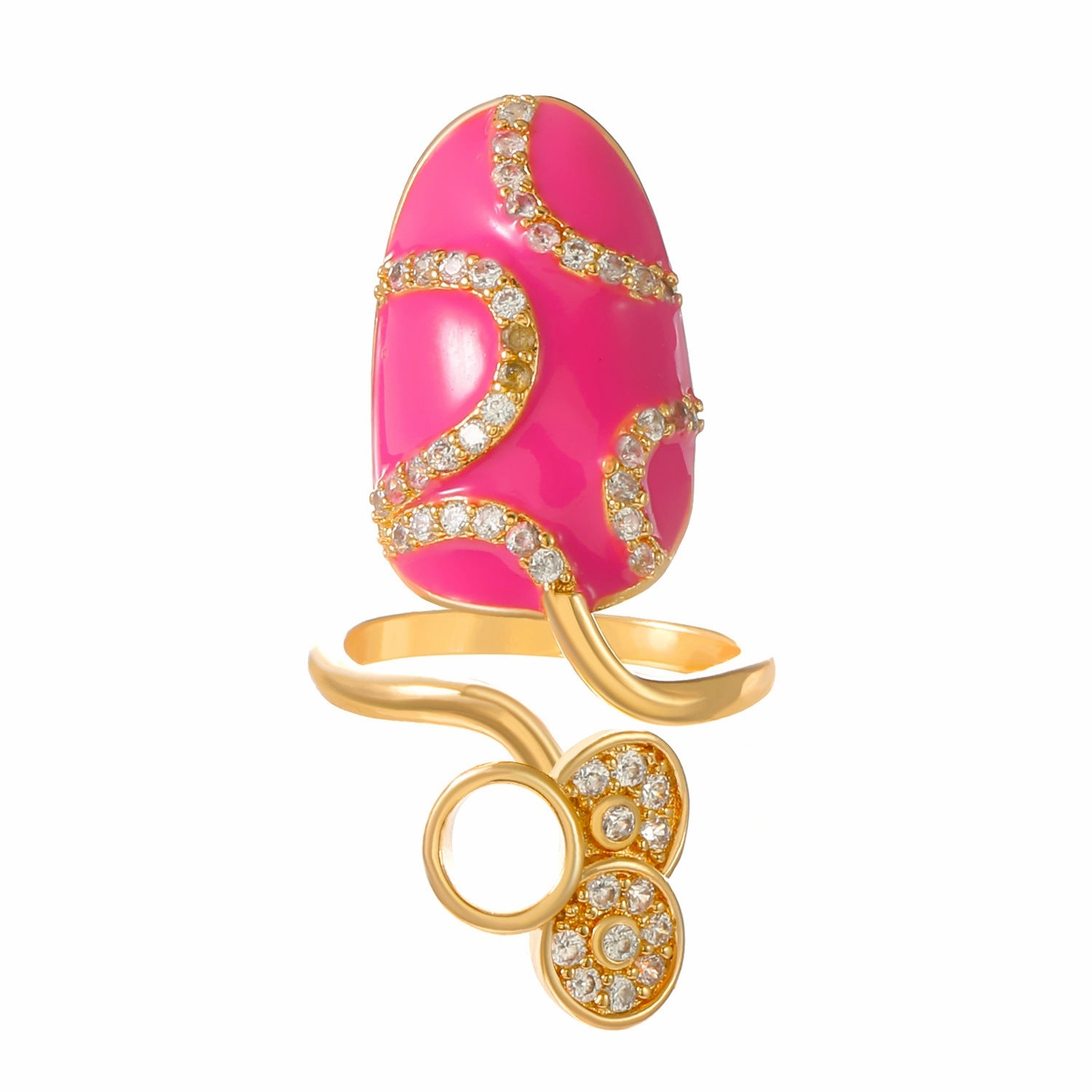 Wholesale Geometric Diamond Open Nail Ring