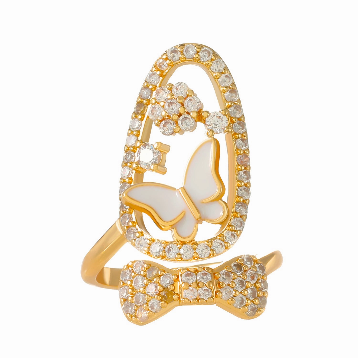 Wholesale Geometric Diamond Open Nail Ring
