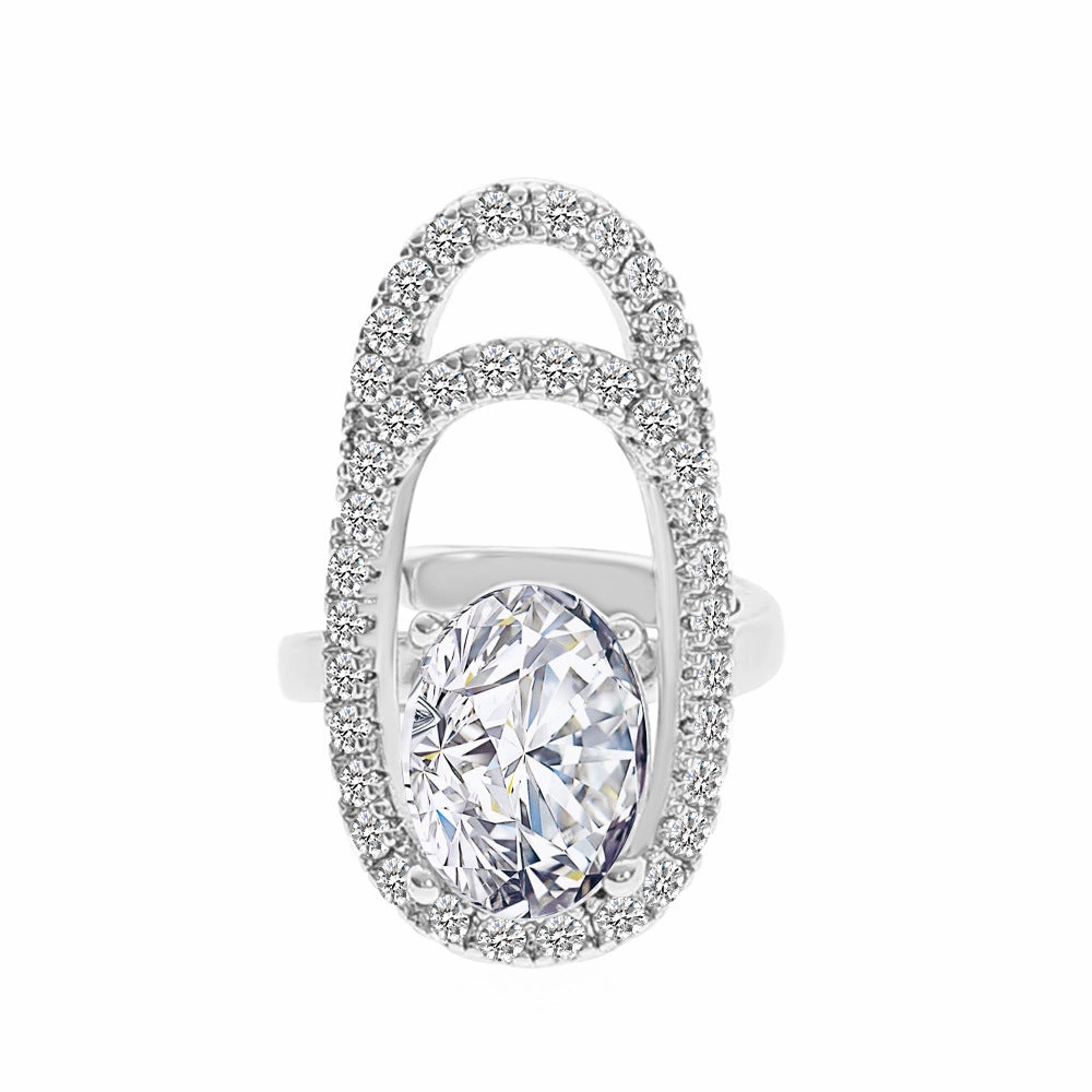 Wholesale Geometric Diamond Open Nail Ring