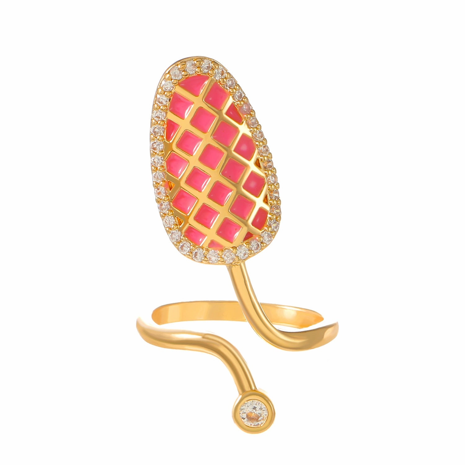 Wholesale Geometric Diamond Open Nail Ring
