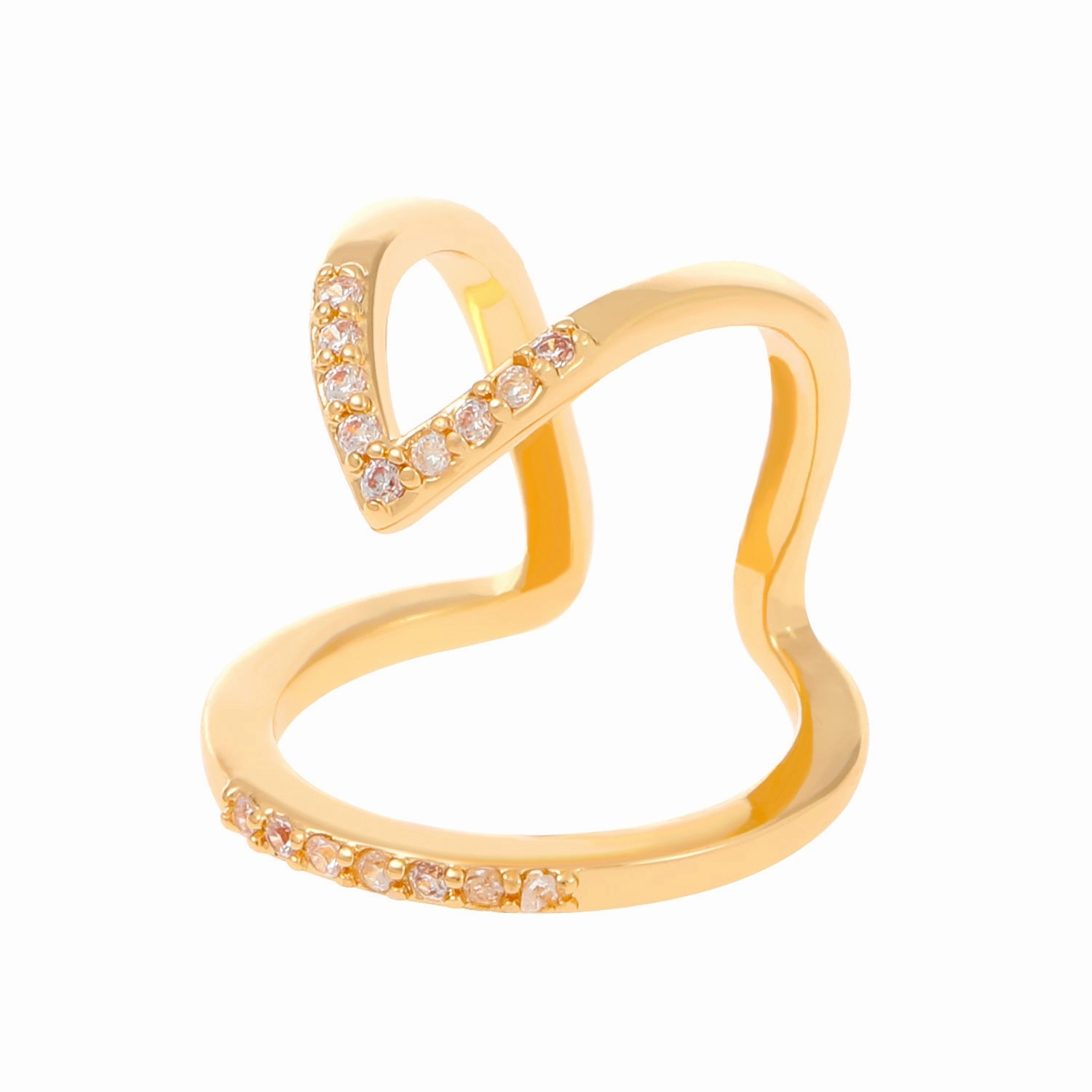 Wholesale Geometric Diamond Open Nail Ring