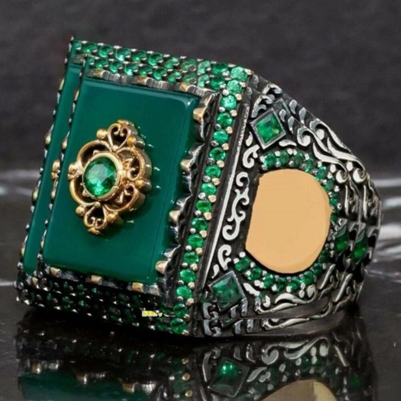 Wholesale Geometric Elliptical Black Acrylic Personalized Retro Two Color Crown Rings
