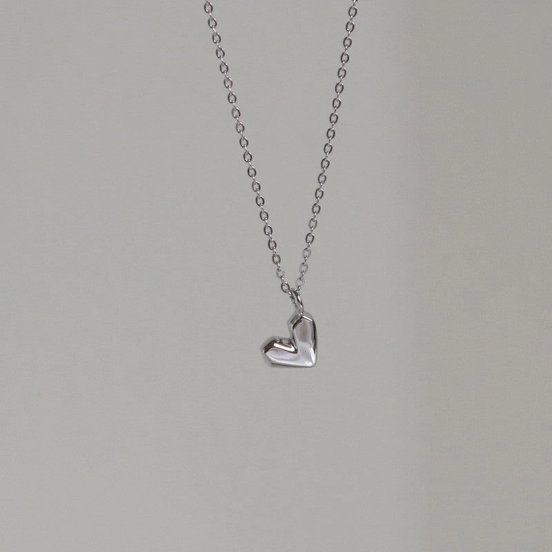 Wholesale Geometric Faceted Heart Pendant Copper Necklace