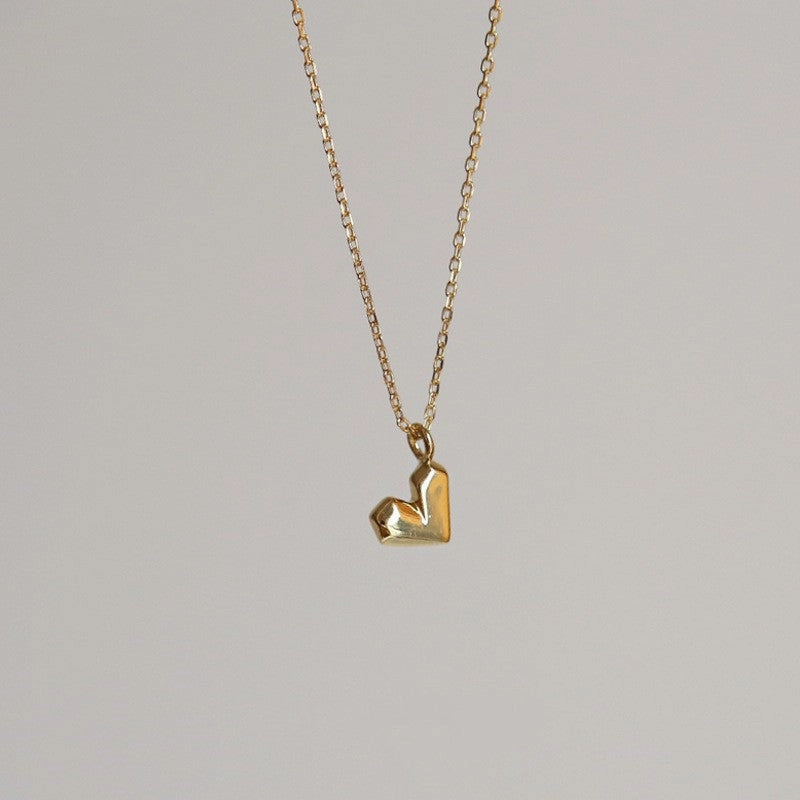 Wholesale Geometric Faceted Heart Pendant Copper Necklace