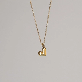 Wholesale Geometric Faceted Heart Pendant Copper Necklace