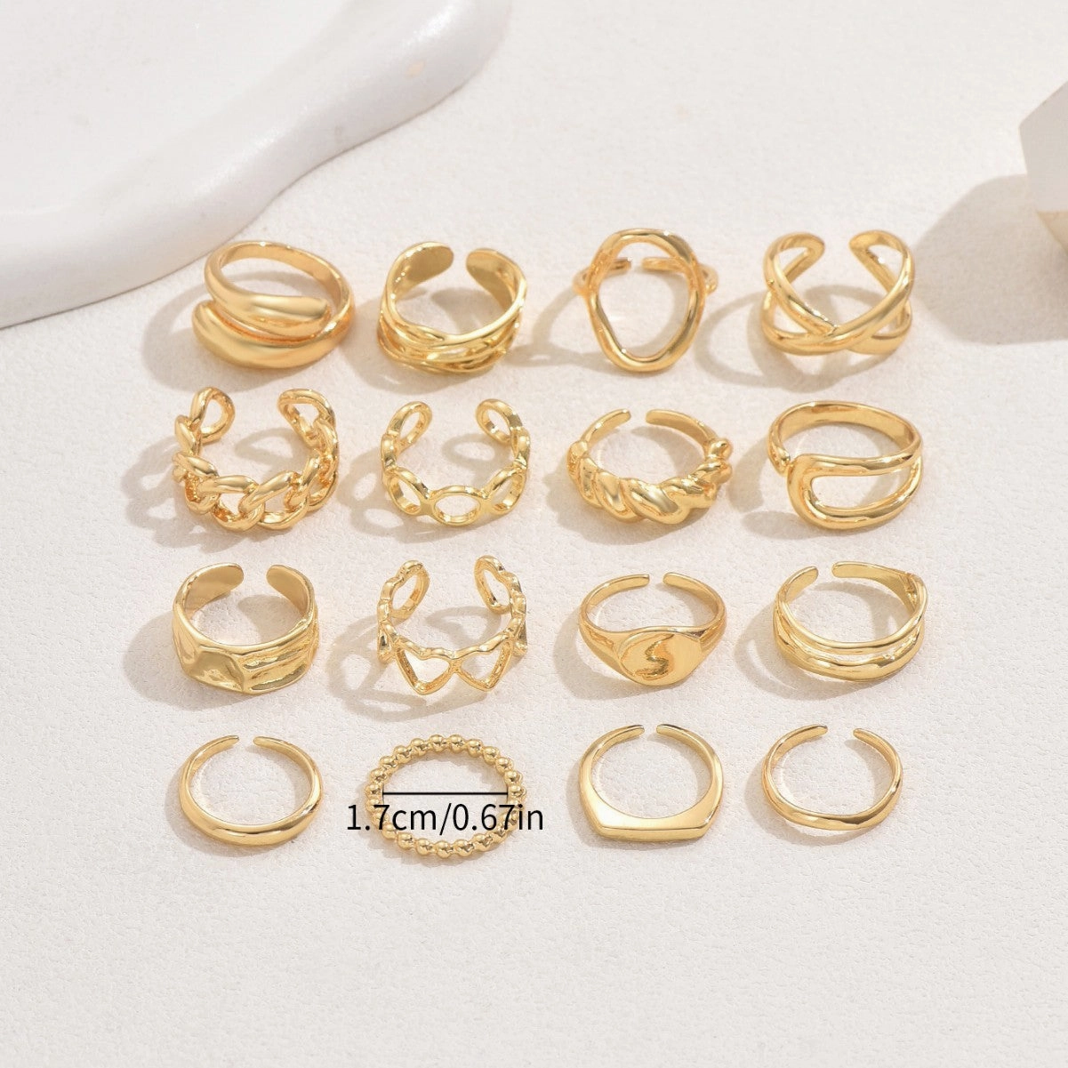 Wholesale Geometric Light Luxury Style Heart Design Open Personality Niche Design Versatile Rings