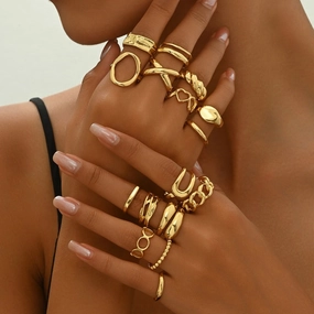 Wholesale Geometric Light Luxury Style Heart Design Open Personality Niche Design Versatile Rings