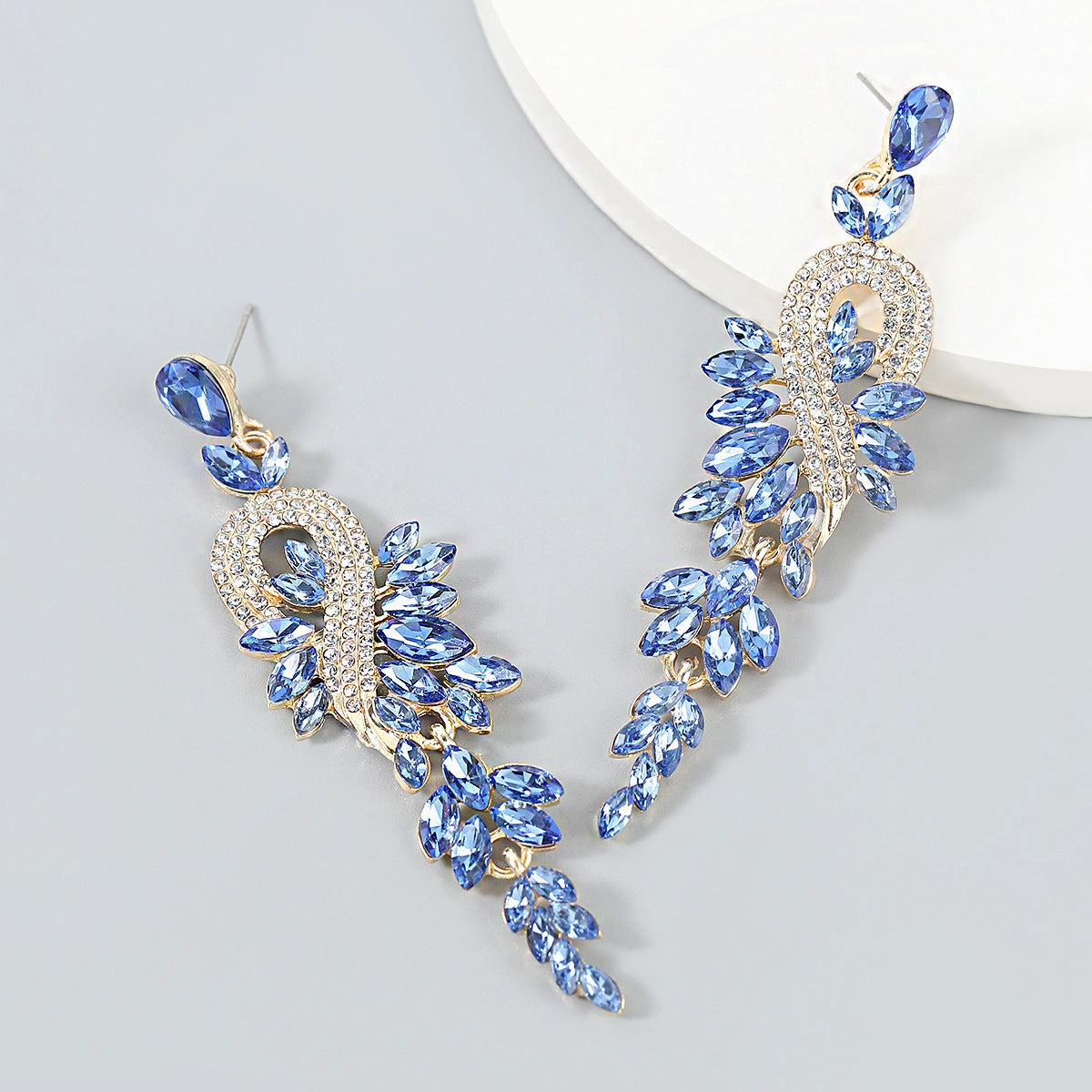 Wholesale Geometric Long Exaggerated Alloy Diamond and Rhinestone Earrings