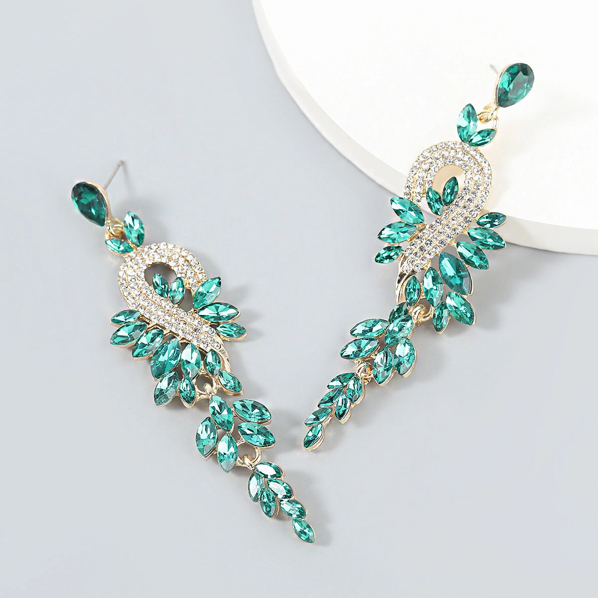 Wholesale Geometric Long Exaggerated Alloy Diamond and Rhinestone Earrings
