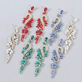 Wholesale Geometric Long Exaggerated Alloy Diamond and Rhinestone Earrings