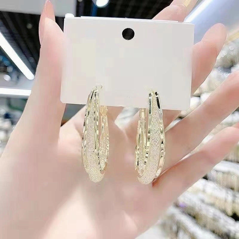 Wholesale Geometric Metal Mesh Crystal Hoop Earrings