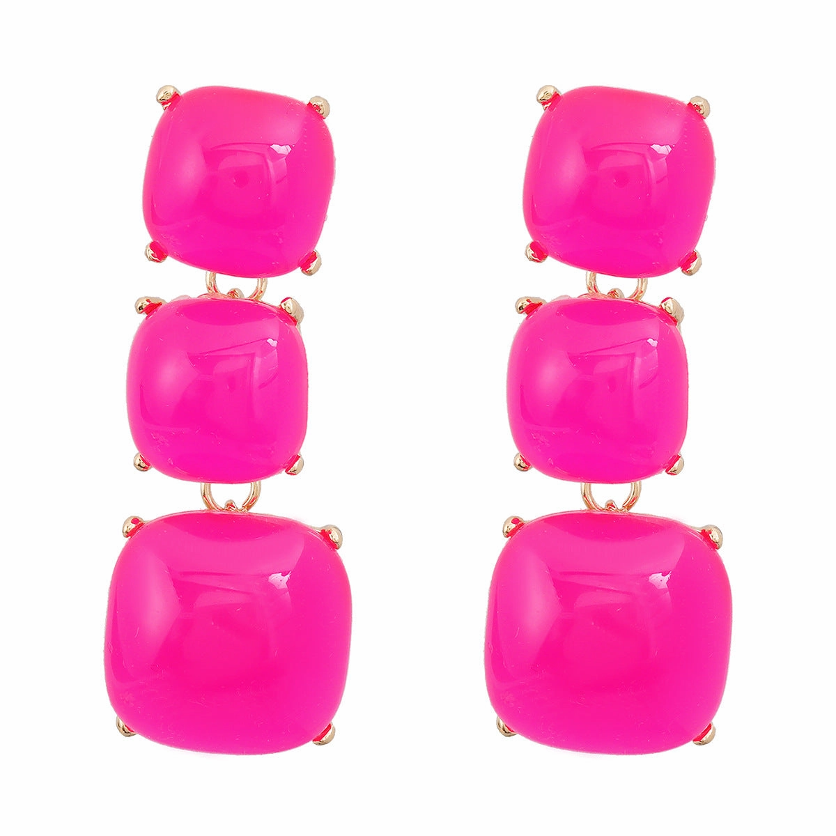 Wholesale Geometric Multi-layered Square Alloy Resin Earrings