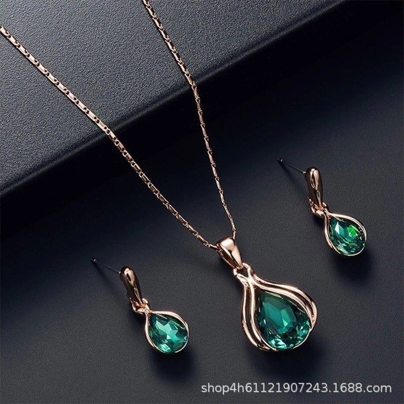 Wholesale Geometric Niche Light Luxury Versatile High-end Earrings and Necklace Set
