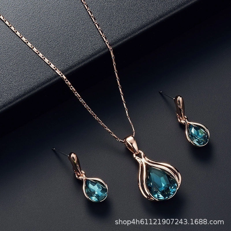 Wholesale Geometric Niche Light Luxury Versatile High-end Earrings and Necklace Set