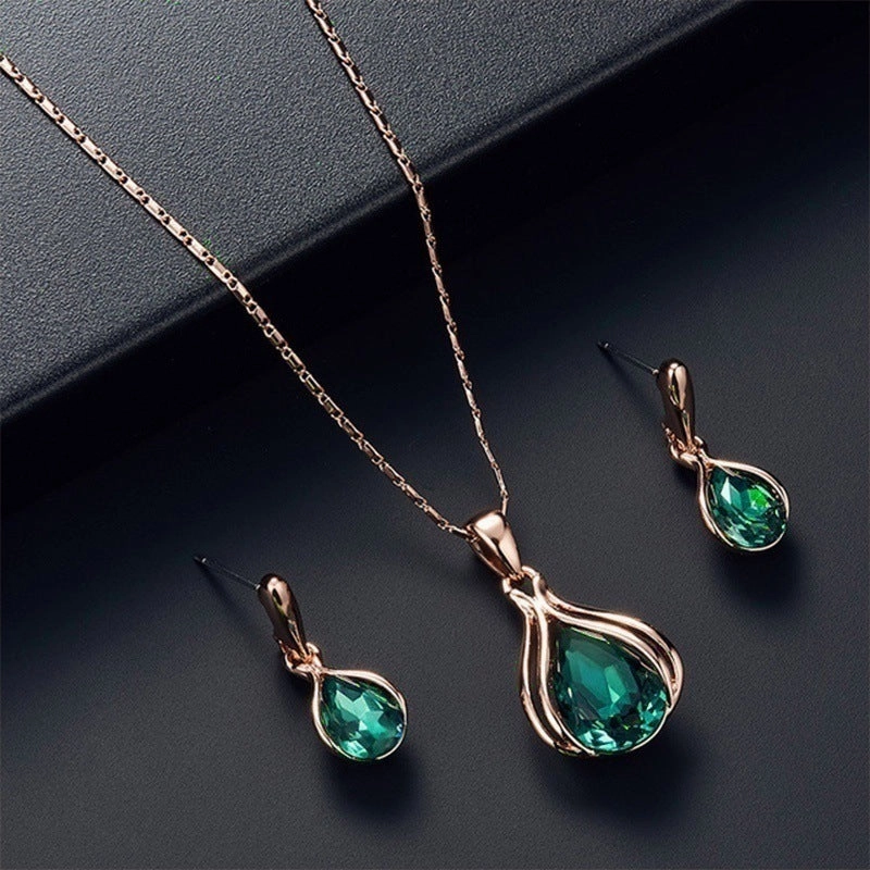 Wholesale Geometric Niche Light Luxury Versatile High-end Earrings and Necklace Set