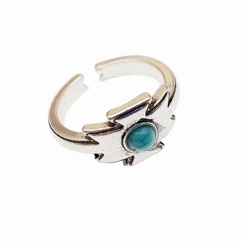 Wholesale Geometric Pattern Turquoise Open Vintage Ring