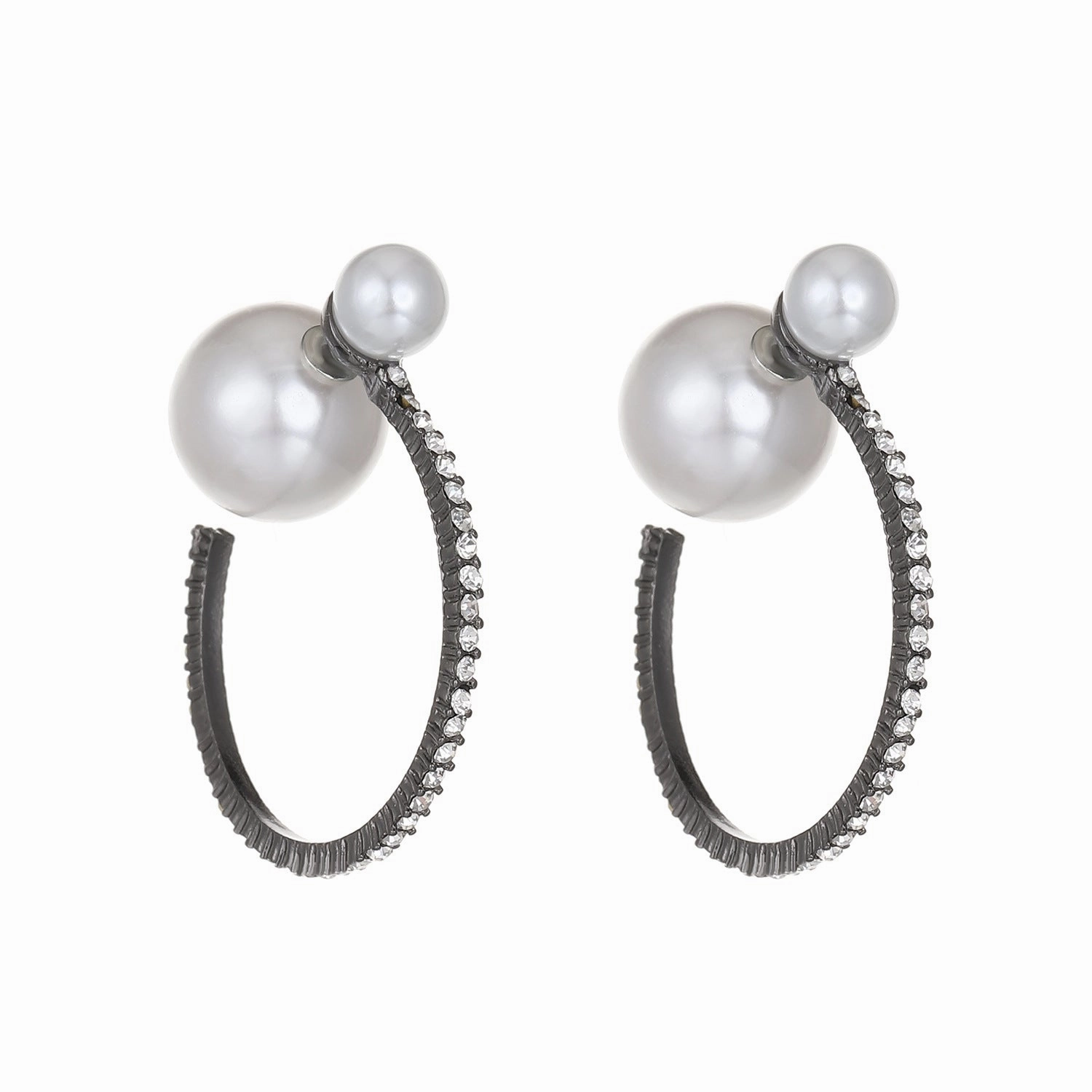 Wholesale Geometric Pearl Studded Diamond Alloy Earrings