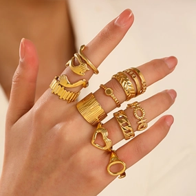 Wholesale Geometric Stainless Steel 18K Gold Plated Irregular Ring