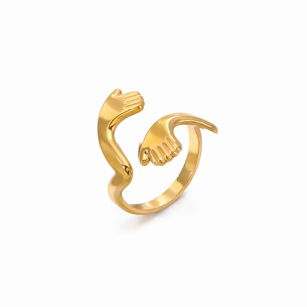 Wholesale Geometric Stainless Steel 18K Gold Plated Irregular Ring